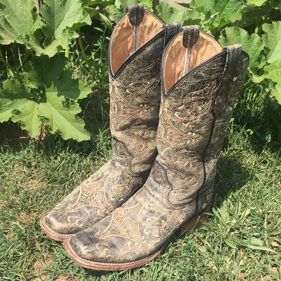 Circle G Square Toe Floral Boot